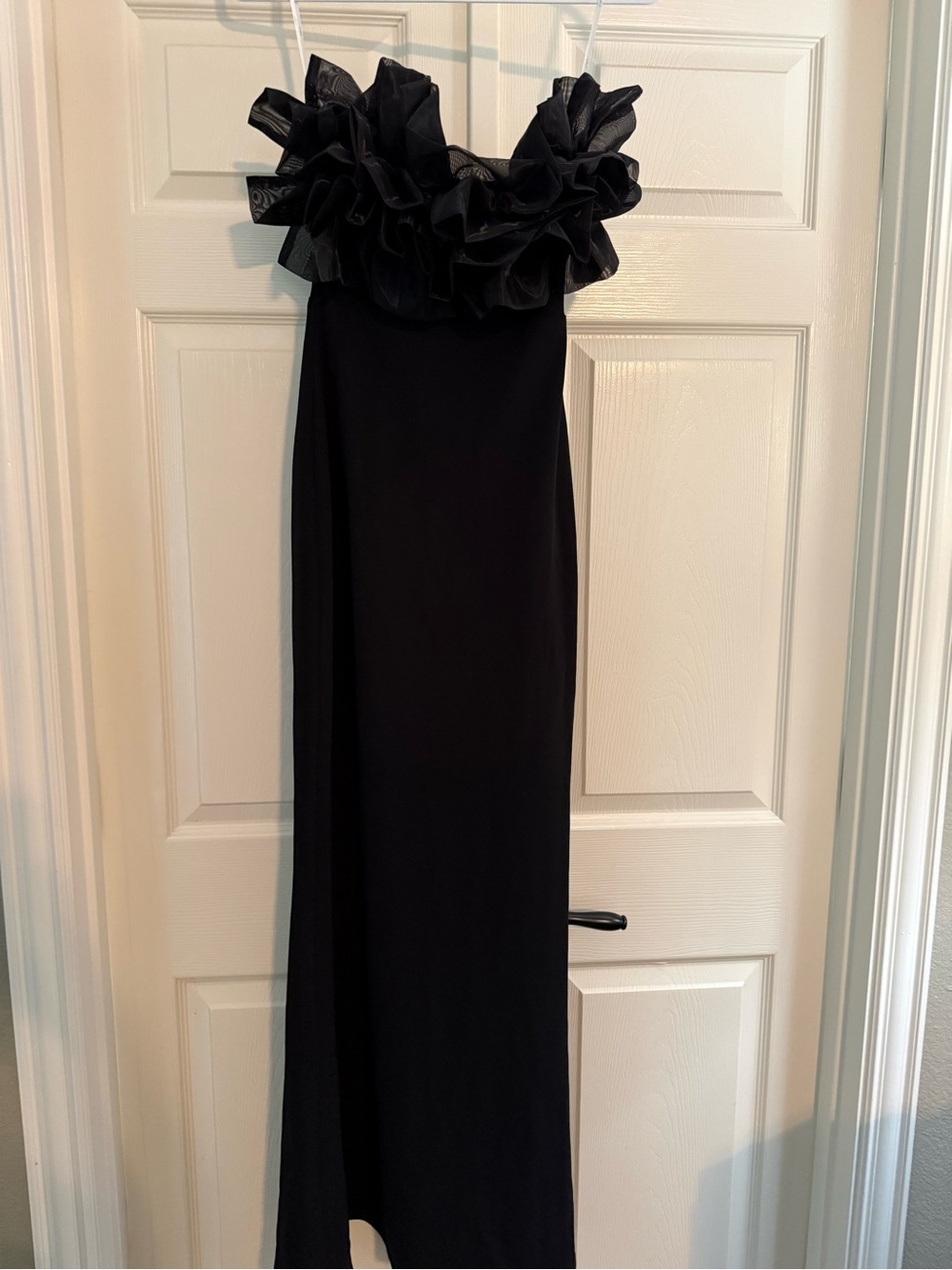 Lulu's Black Ruffle Off-Shoulder Gown